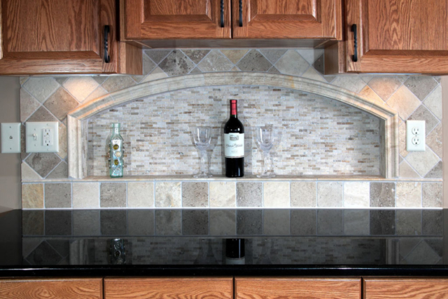 Custom built in kitchen backsplash