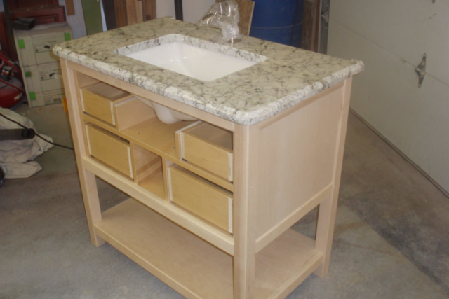 custom bathroom vanity in production