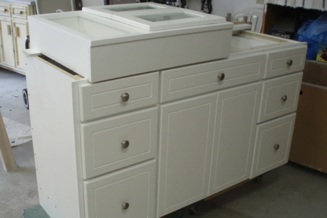 white bathroom custom vanity