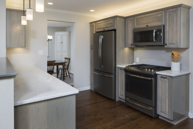 custom kitchen cabinets with stove and fridge